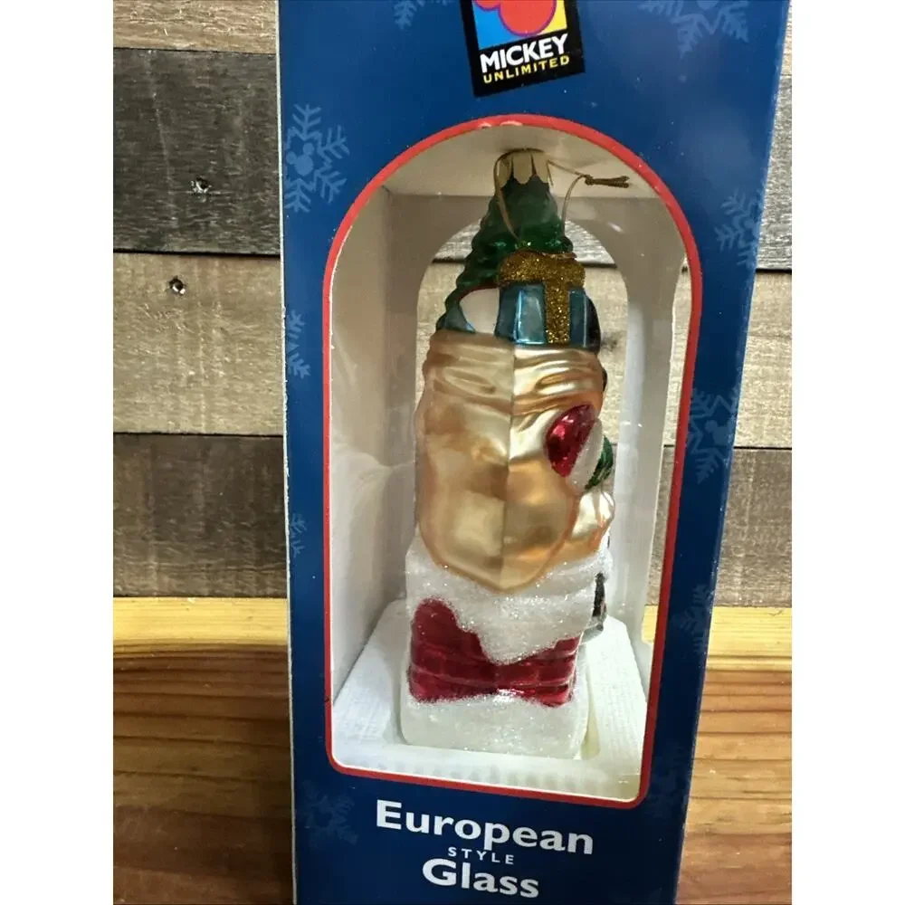 Vintage European Style Blown Glass Mickey Mouse Christmas Ornament In Box